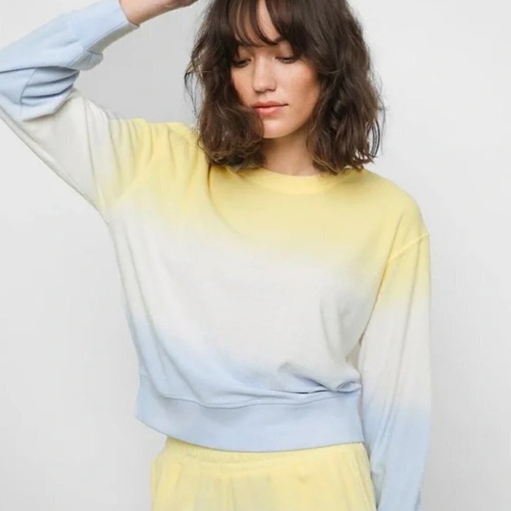 New Rails Ramona Terrycloth Sky Blue Dip Dye Pullover Sweatshirt NWT Size XS